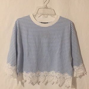 NWT TOPSHOP Lace Cropped Tee